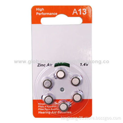 A13/PR48 1.4V Hearing Aid Batteries with 280mAh Capacity